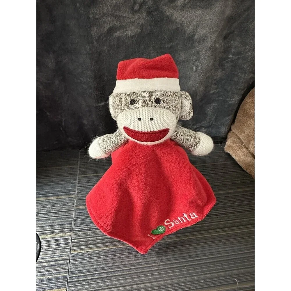 Baby‎ Starters Sock Monkey I Love Heart Santa Christmas Lovey Rattle Blanket